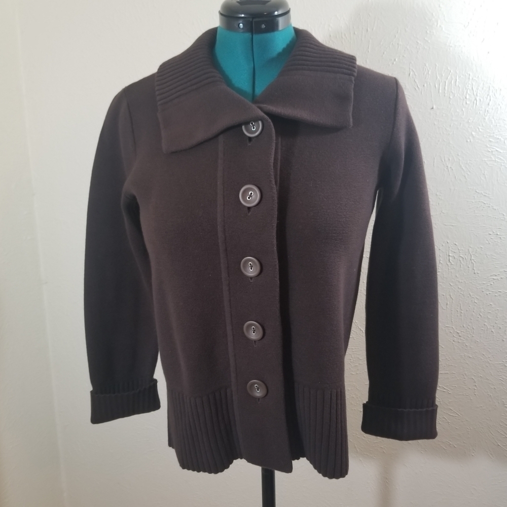 Chico's Sz 1 Brown Long Sleeve Thick Heavy Sweate